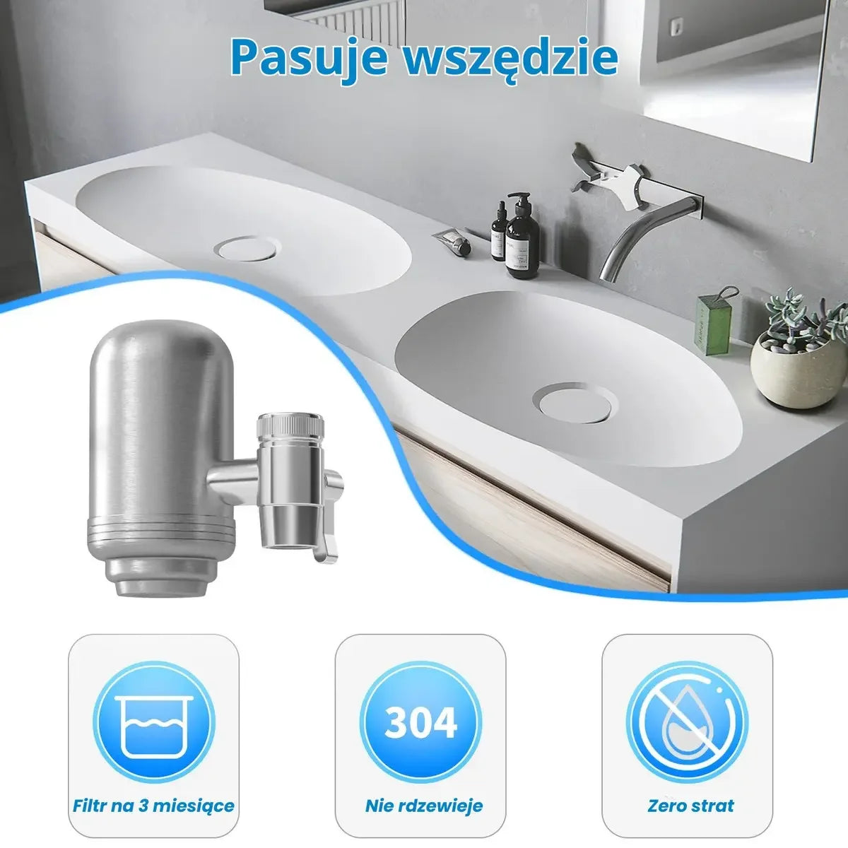 Filtr do wody WodaPur pasuje do każdego kranu